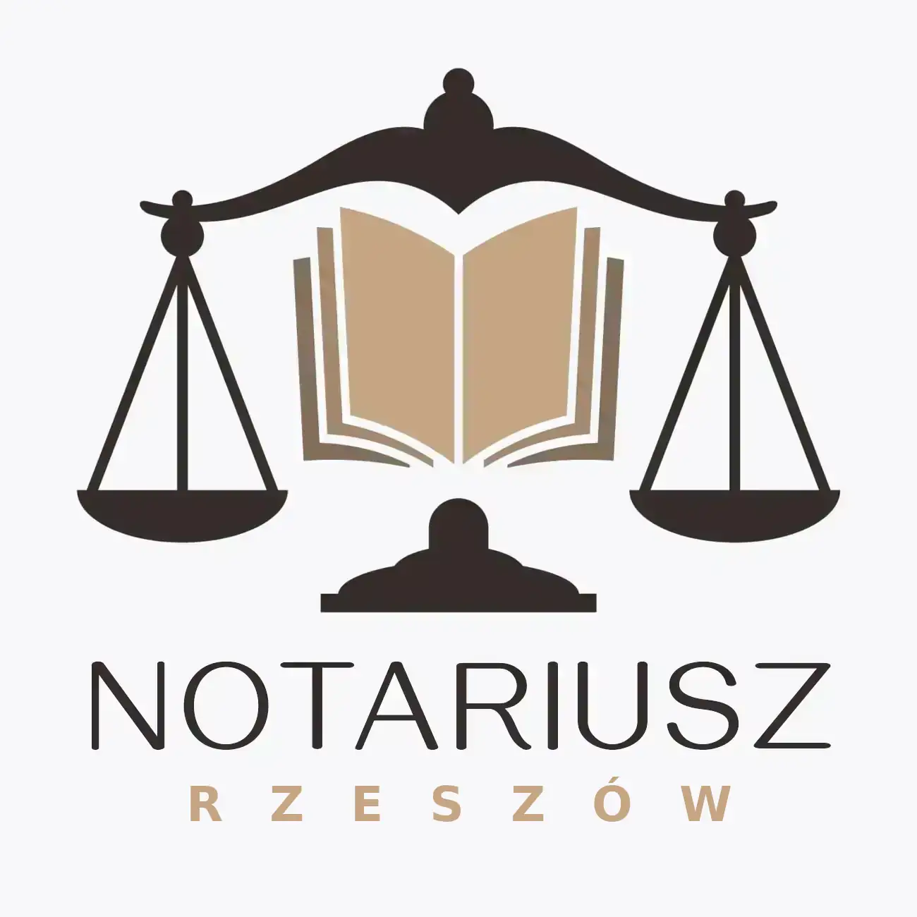 notariusz Rzeszów Podkarpackie - logo wagi prawniczej z księgą wieczystą